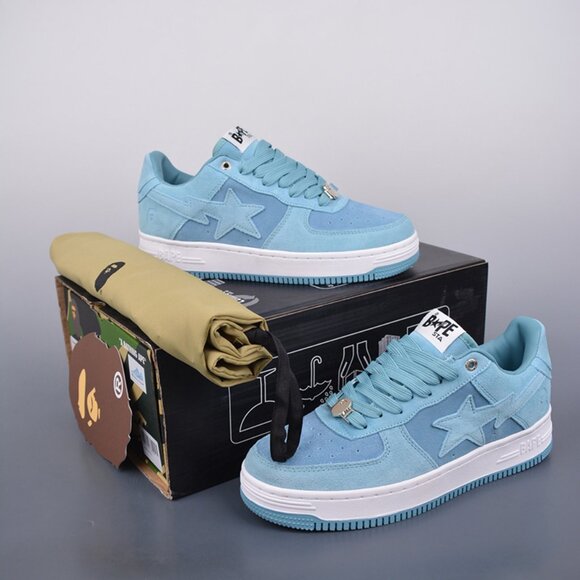 A Bathing Ape Bape Sta Low Suede Heel Blue - Picture 1 of 9